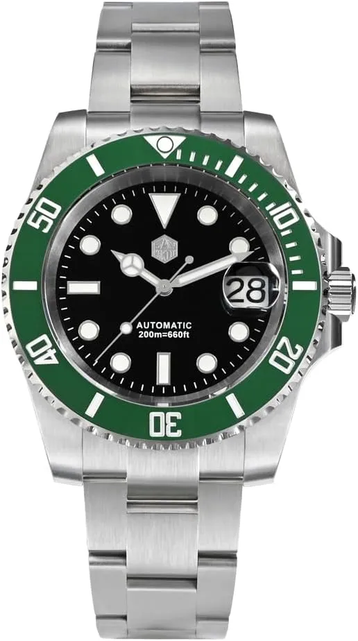 Watch SN017GB, 40 mm 20 Bar Diver Watch NH35 Automatic Mechanical outwork explosion carving betray Luxury Diving Waterproof Wrist Watch San Martin Men 