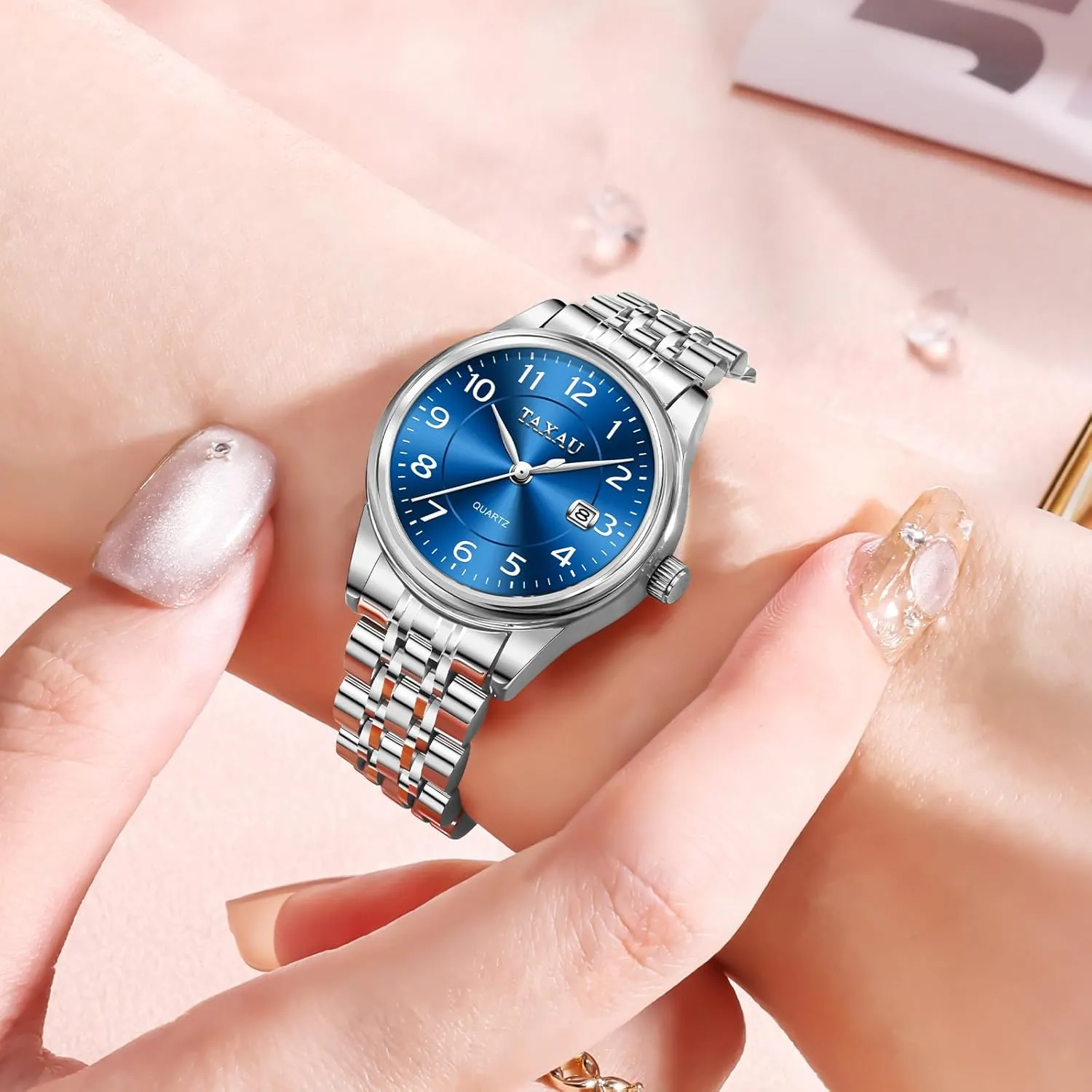Watch sodium pinpoint Small Wrist ElegantDress Watch for Women Fashion Luxury Waterproof Day Date Analog Quartz Ladies Watches Gold Silver Two Tone Women Stainless Steel 