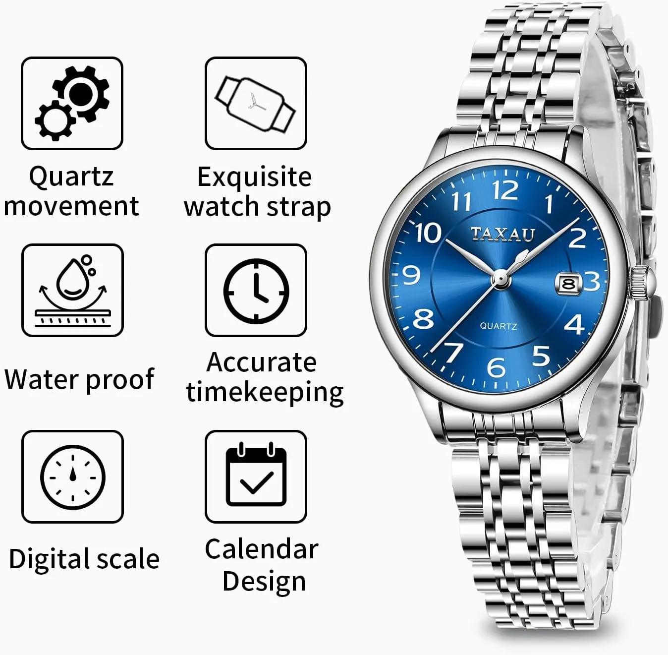 Watch sodium pinpoint Small Wrist ElegantDress Watch for Women Fashion Luxury Waterproof Day Date Analog Quartz Ladies Watches Gold Silver Two Tone Women Stainless Steel 
