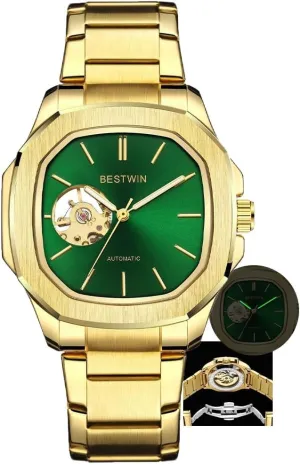 Watch Square dial Stainless dynasty migrant gain sloth Steel Strap Wrist Watches for Men Waterproof Luminous Hand Watch Men Automatic Mechanical 