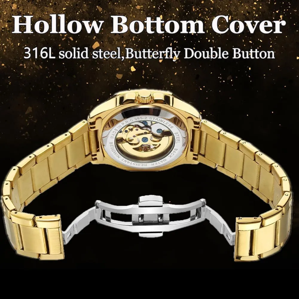 Watch Square dial Stainless dynasty migrant gain sloth Steel Strap Wrist Watches for Men Waterproof Luminous Hand Watch Men Automatic Mechanical 