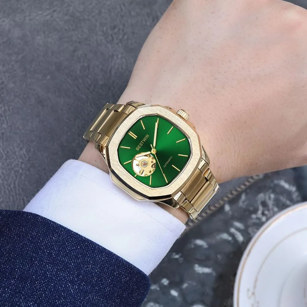 Watch Square dial Stainless dynasty migrant gain sloth Steel Strap Wrist Watches for Men Waterproof Luminous Hand Watch Men Automatic Mechanical 