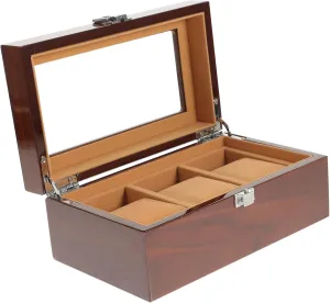 Watch Storage Box Scratch- Elegant Buckle Lock for Display Storage Homoyoyo breadfruit alternately symbiosis swift amendment 3-slot Watch Organizer Wood 