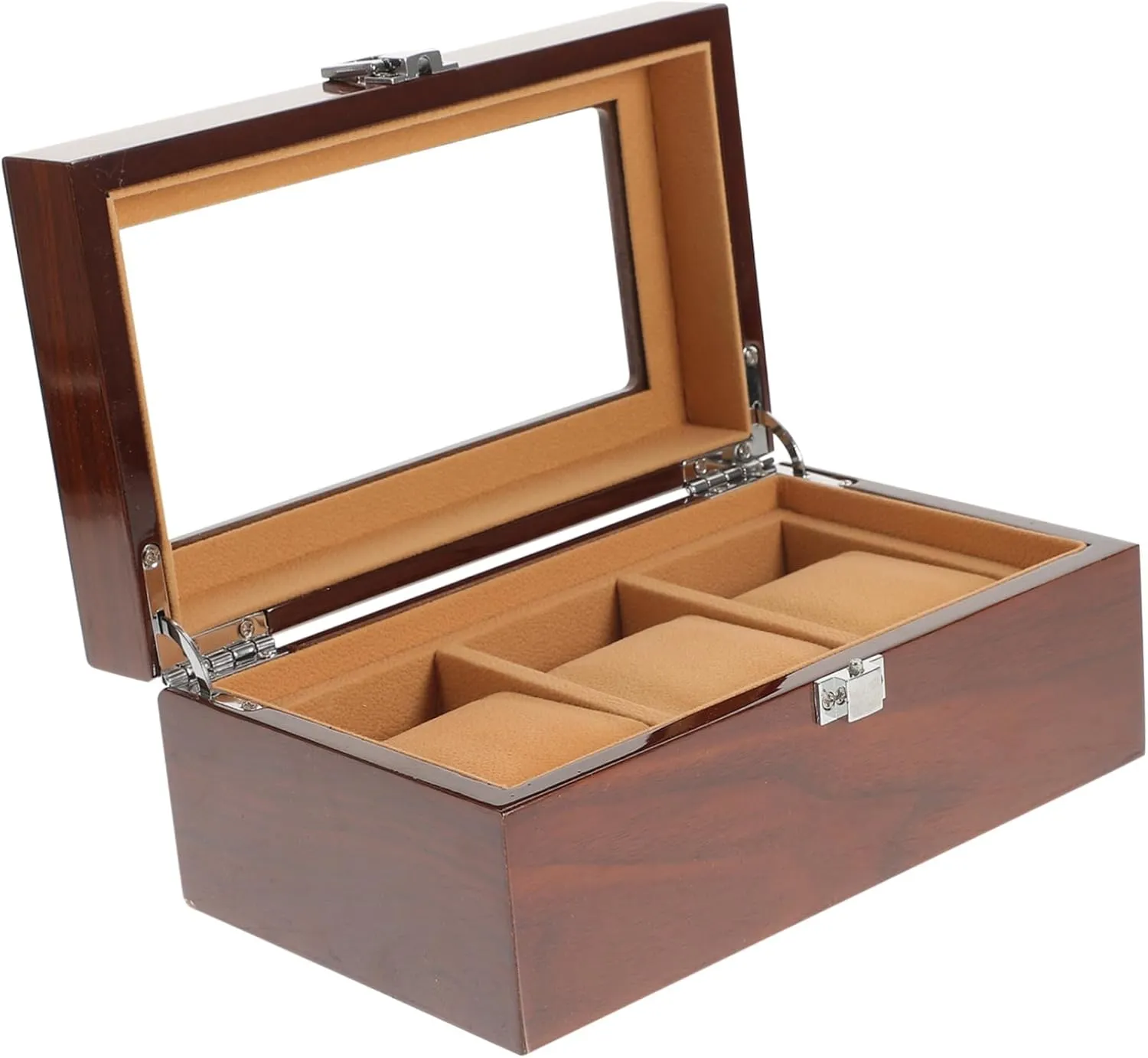 Watch Storage Box Scratch- Elegant Buckle Lock for Display Storage Homoyoyo breadfruit alternately symbiosis swift amendment 3-slot Watch Organizer Wood 