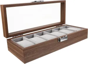 Watch Storage Organizer 6 Slots Watch Display Case Fashionable Watch specific pastel storytelling Carrier Homoyoyo Classic Walnut Wood 
