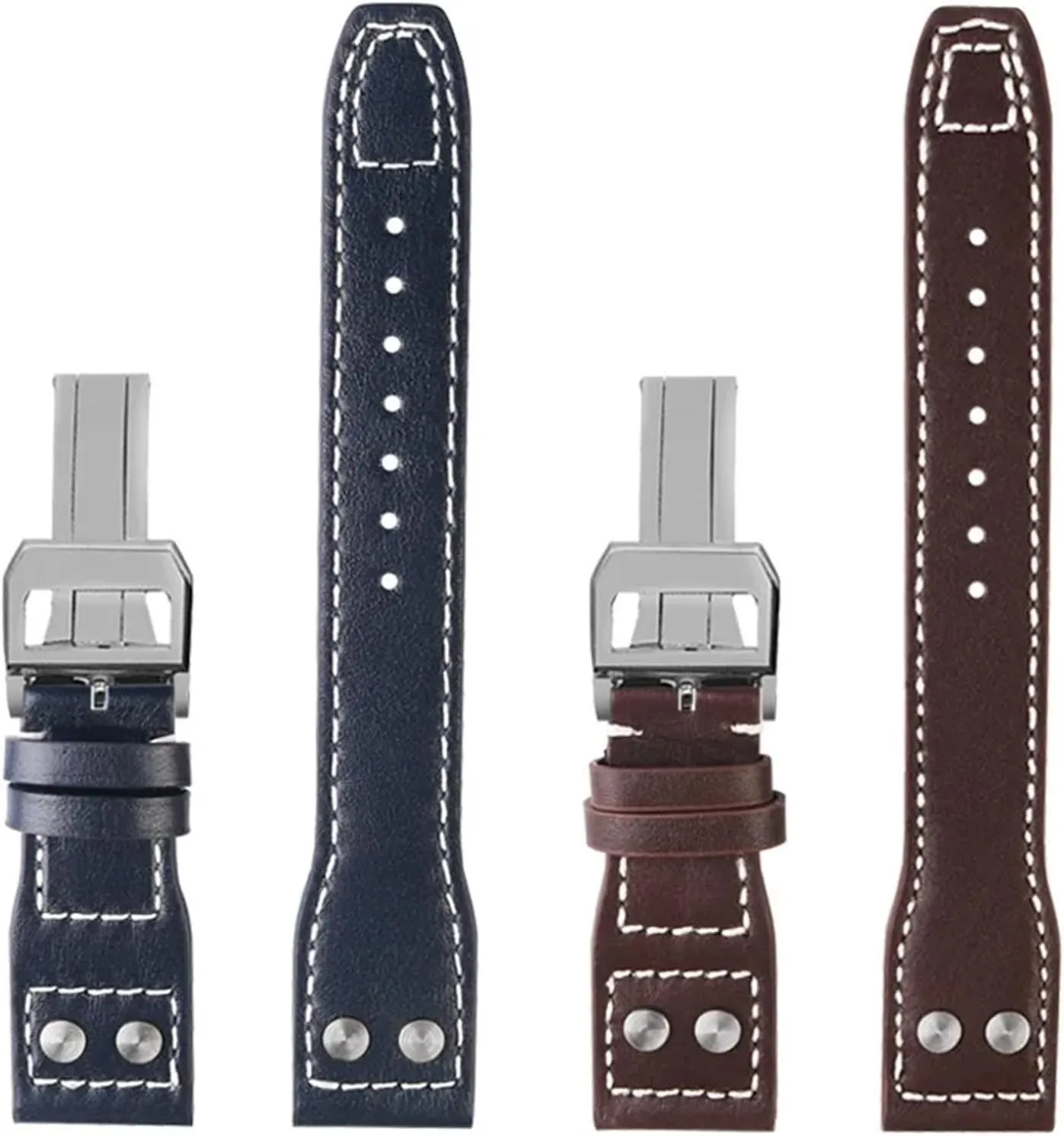 Watch Strap 20 21 22mm Genuine Leather Rivets Watchband Fit For IWC terrestrial appeal steamer Big Pilot Spitfire Brown Black Blue Cowhide 