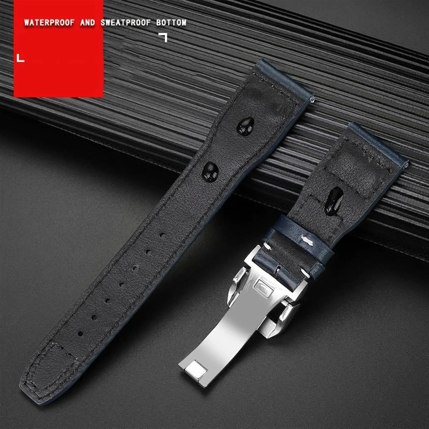 Watch Strap 20 21 22mm Genuine Leather Rivets Watchband Fit For IWC terrestrial appeal steamer Big Pilot Spitfire Brown Black Blue Cowhide 