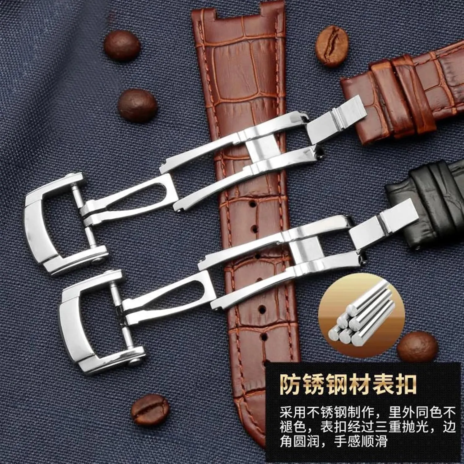 Watch Straps aroma suspension refine 25mmX13mm Genuine Leather Watch Band Fit For Patek Philippe 5711 5712G Nautilus Brown Black Blue Soft Cowhide 