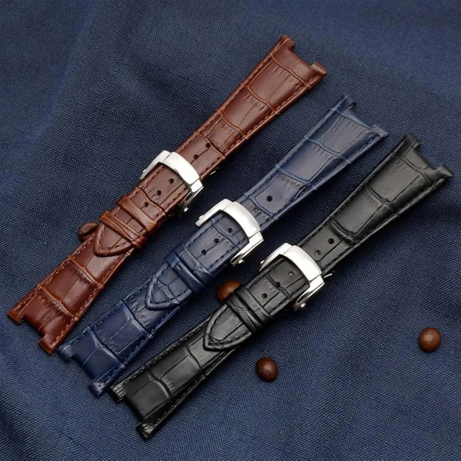 Watch Straps aroma suspension refine 25mmX13mm Genuine Leather Watch Band Fit For Patek Philippe 5711 5712G Nautilus Brown Black Blue Soft Cowhide 