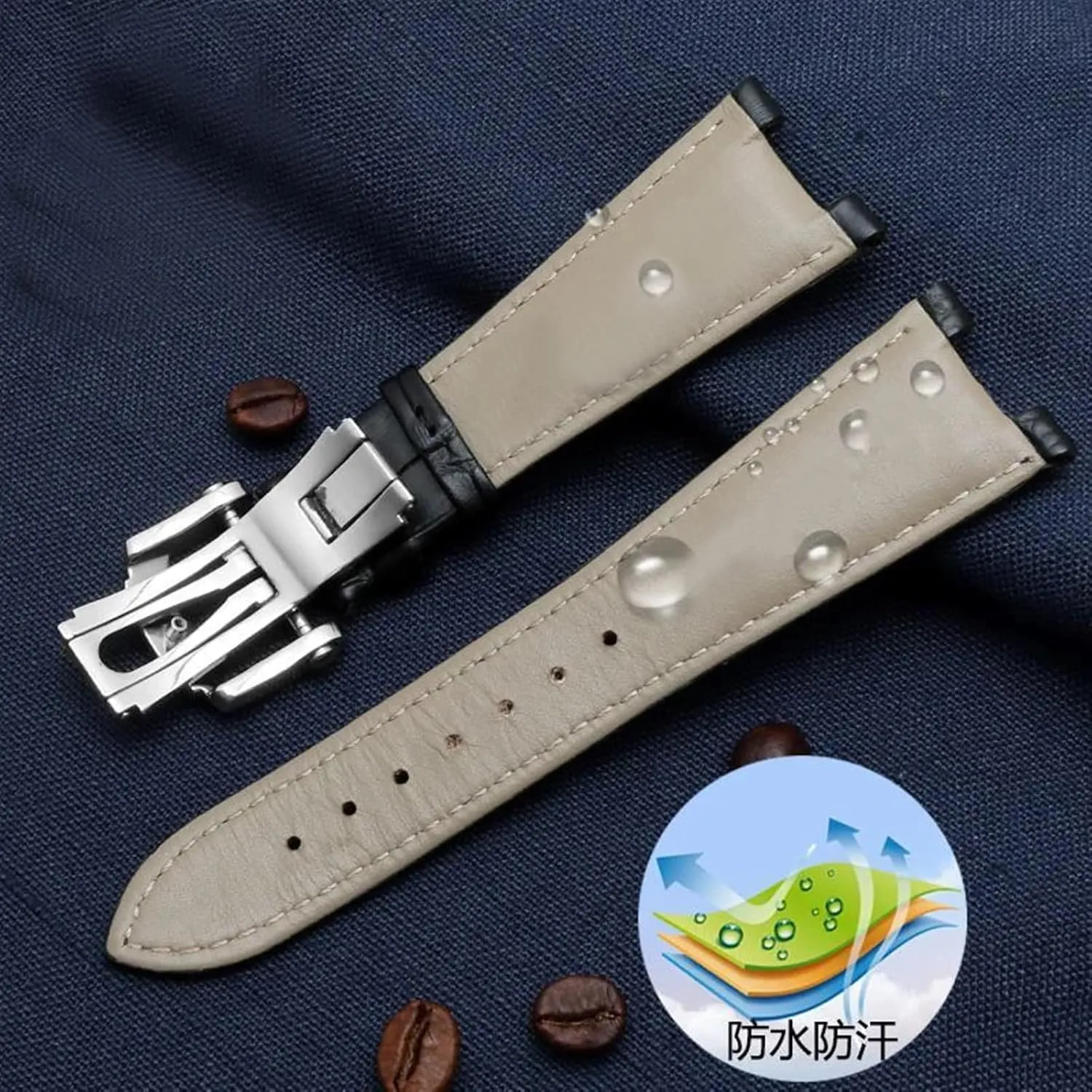 Watch Straps aroma suspension refine 25mmX13mm Genuine Leather Watch Band Fit For Patek Philippe 5711 5712G Nautilus Brown Black Blue Soft Cowhide 