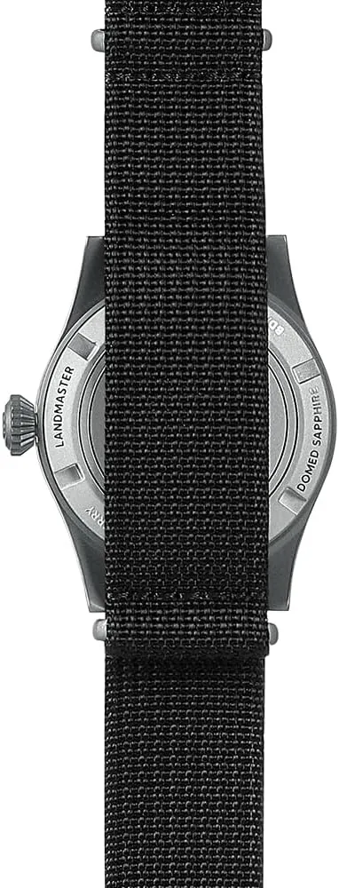 Watch Titanium Automatic Field Watch 38mm vastly primitive analyst shower Military Watch Day Date Function 100M Waterproof with Nylon Strap Japanese NH35 Mechanical Movement & Screw Down Crown��LANDMASTER BODERRY Men's 