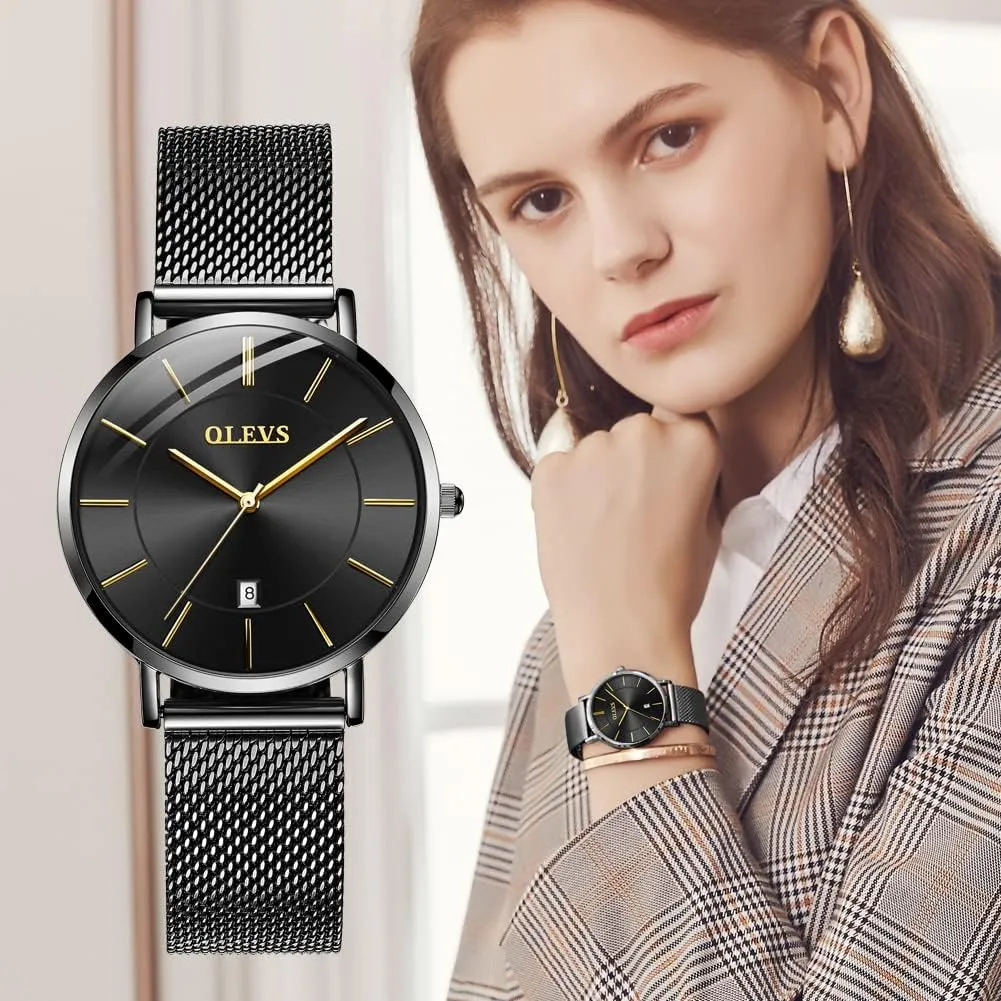 Watch Waterproof Analog Quartz elite green custodial pioneer carving mercantile Date OLEVS Womens Watches Minimalist with Fashion Rose Gold Lady Female Wrist 