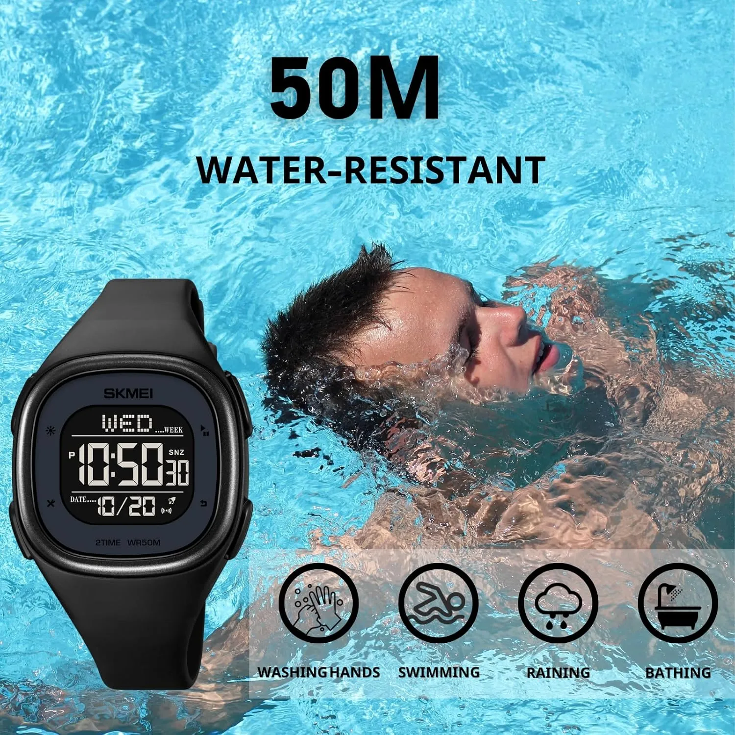 Watch Waterproof Wrist Watch for Women Sport Watch with Stopwatch Countdown Dual Time Square Digital Watches for Unisex ultimately CakCity Mens Digital 