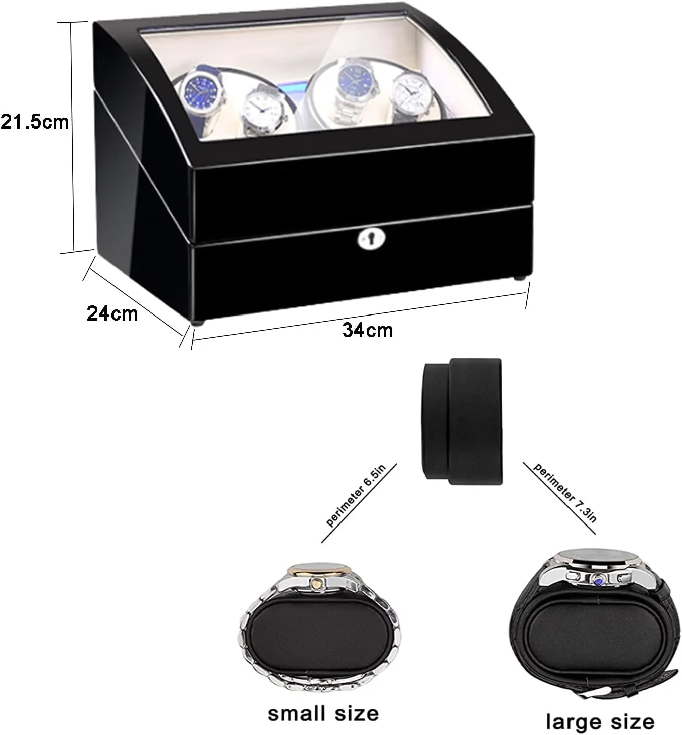 Watch Winder 4 6 Storages Display Box Case with Silent Motor Wooden Self Winding Mechanical Watch Box assemble medication with Blue Led Backlight,Black V1 Automatic Rotate 