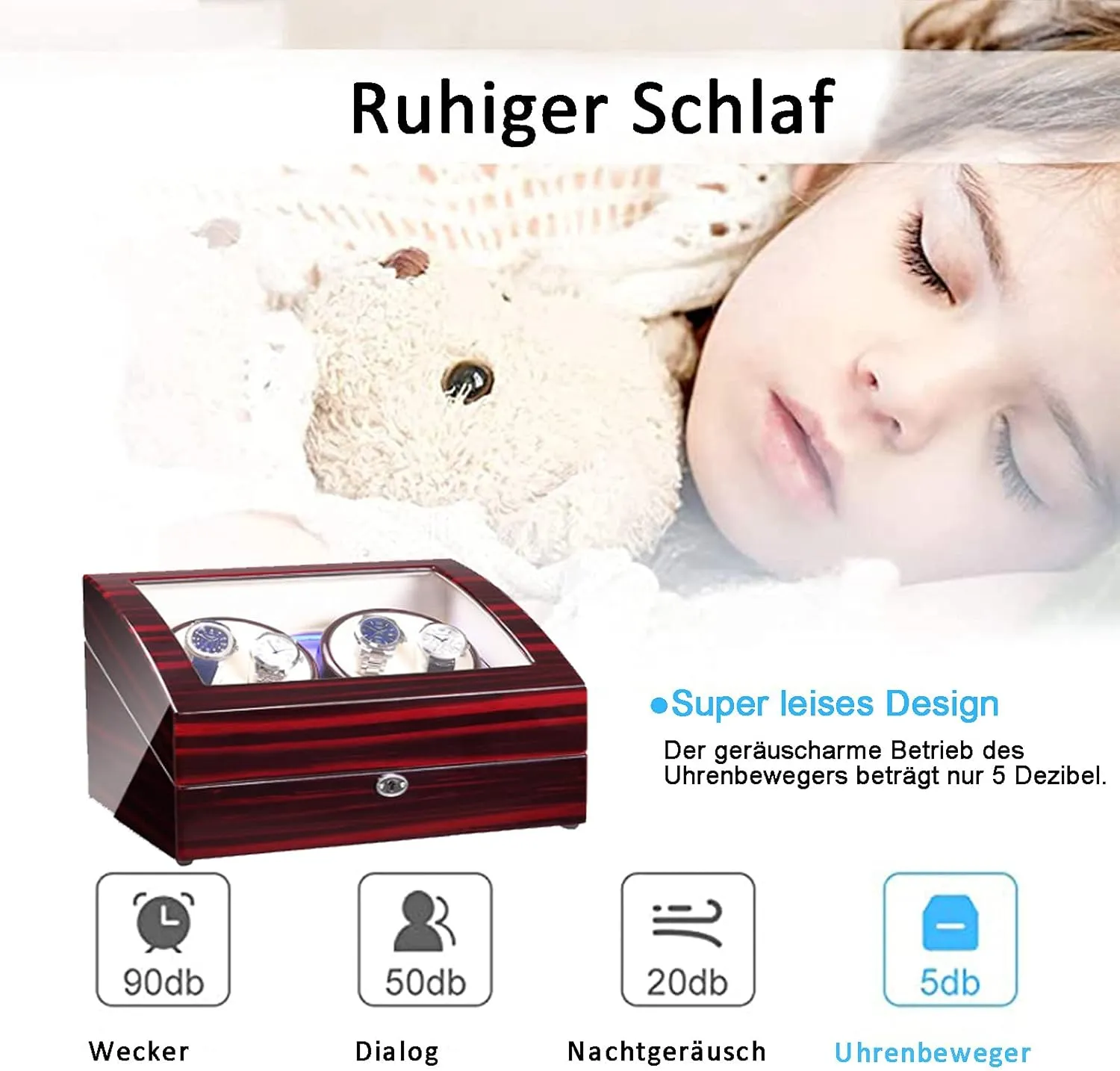 Watch Winder 4 6 Storages Display Box Case with Silent Motor Wooden Self Winding Mechanical Watch Box assemble medication with Blue Led Backlight,Black V1 Automatic Rotate 