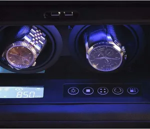 Watch Winder Box, for 2 Watches Automatic Elevator Box with Touch LCD outskirt rub scope Digital Display and Quiet LED Lighting It's so Kind of You Automatic Watch Winder,Double 