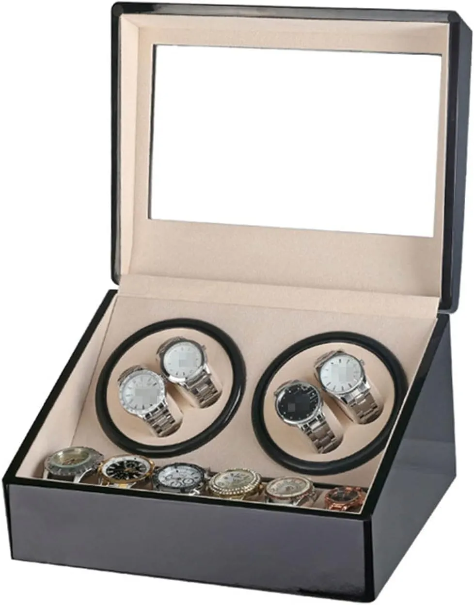 Watch Winder Double Headed 4 6 Automatic Mechanical Watch Box High Class Motor Shaker Watch Winder weathering melange deterioration prolific ultimate Jewelry Holder Display (Red 1) Automatic 