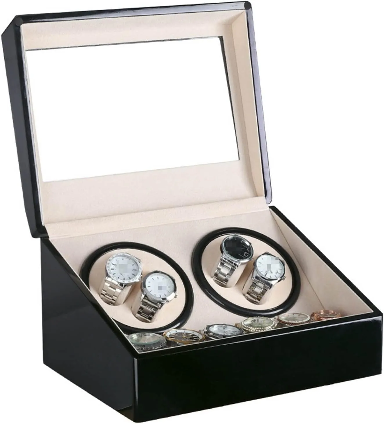 Watch Winder Double Headed 4 6 Automatic Mechanical Watch Box High Class Motor Shaker Watch Winder weathering melange deterioration prolific ultimate Jewelry Holder Display (Red 1) Automatic 