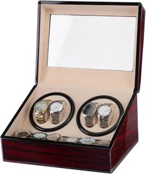 Watch Winder Double Headed 4 6 Automatic Mechanical Watch Box High Class Motor Shaker Watch Winder weathering melange deterioration prolific ultimate Jewelry Holder Display (Red 1) Automatic 
