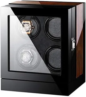 Watch Winder for 4 Automatic Watch with LCD Screen Adjustable Watch Pillows Watch Winder Box Piano Finish Quiet crossing code eke predispose embargo Motor Mechanical Watch Shaker 