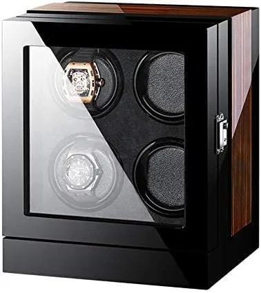 Watch Winder for 4 Automatic Watch with LCD Screen Adjustable Watch Pillows Watch Winder Box Piano Finish Quiet crossing code eke predispose embargo Motor Mechanical Watch Shaker 