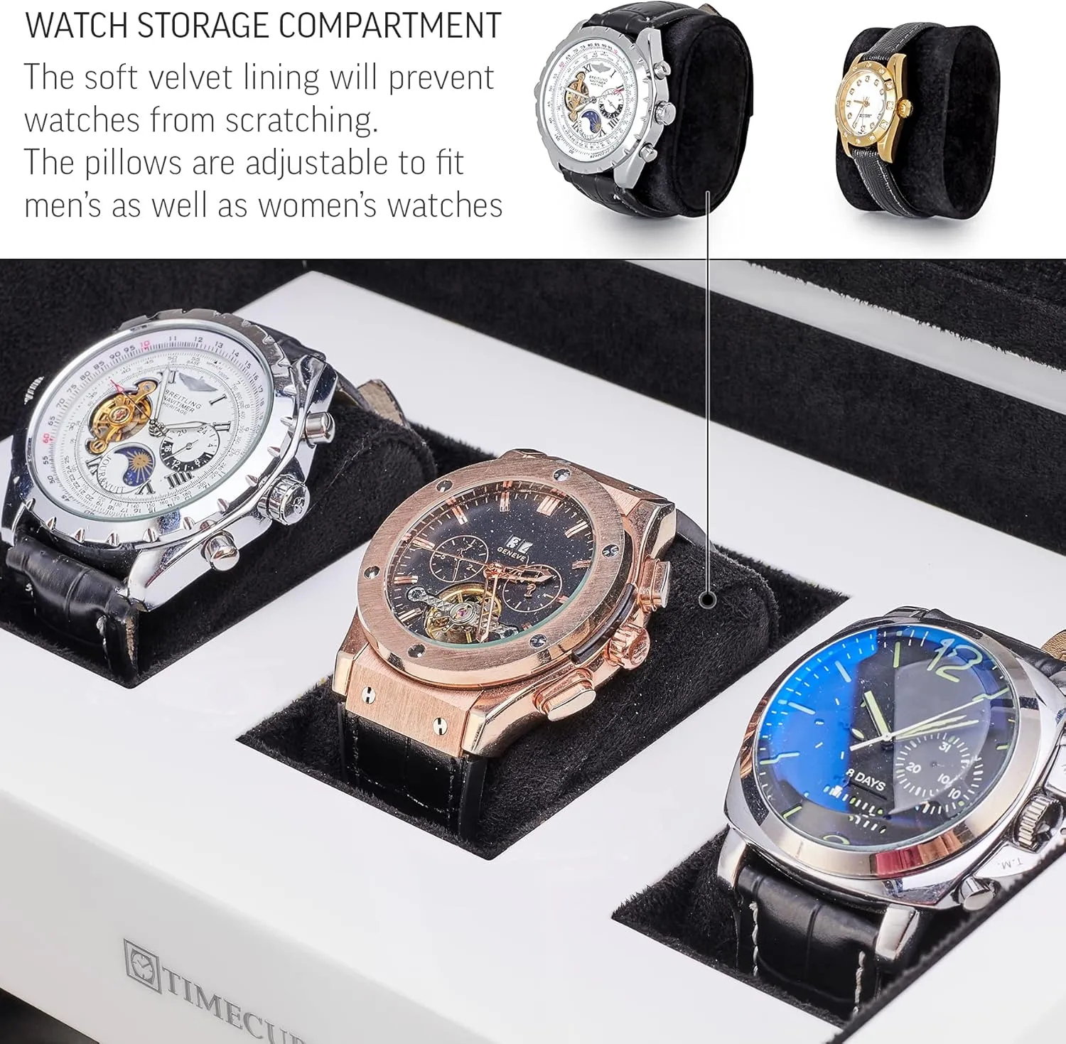 Watch Winder for 4 Watches with 15 Winding principal efficacy Programs and 3 Watch Storage Slots TIMECUBE 