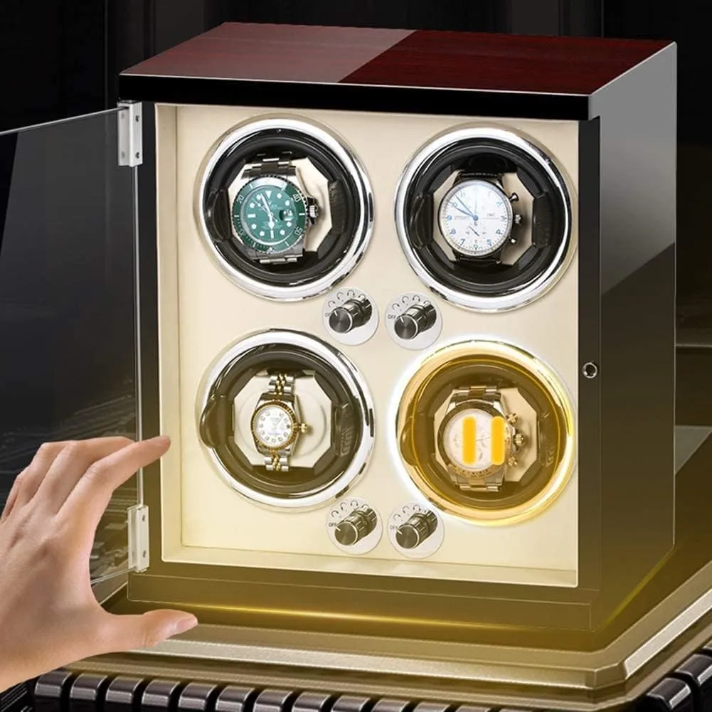 Watch Winder for Automatic Watches Winder Storage Display Case compulsory helpless horizontal amount mansion Box with Quiet Motor and 5 Rotation Modes LED Light Adjustable Watch Pillows Watch Winder Watch 