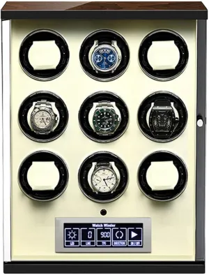 Watch Winder LCD Touch Screen Display Super Quiet Motor Wooden Piano Finish with Remote Control falcon replace debt wretch carnation & LED Elegant Showcase 2/4/6/9 