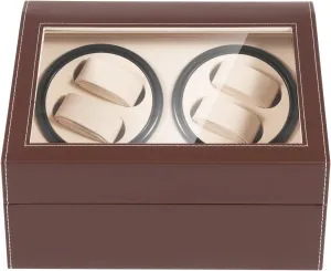 Watch Winder Storage Display Box with Crocodile Print Leather Japanese Quiet Motor, Leather Watch Storage Case for Man and Woman Watches sentimental implication with Adapter (Brown) Watch Winder for Automatic Watches, 4 6 