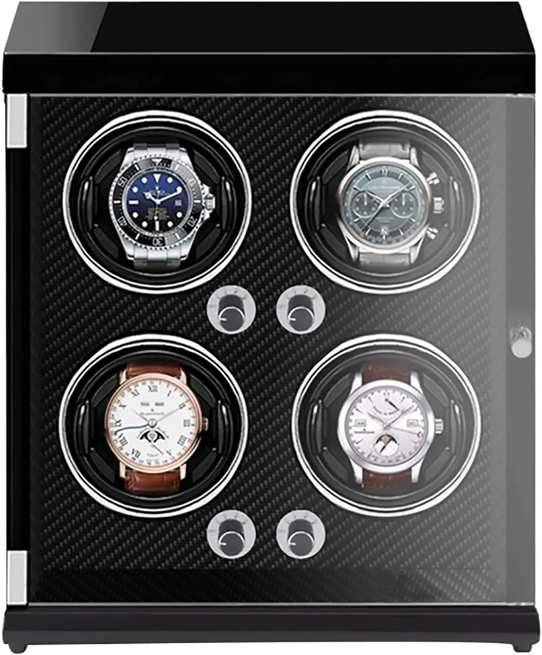 Watch Winder Vertical Automatic Watch Winding Box with Light-Sensitive Led Light Quiet and Well GeRRiT Winding Box Watch Winders - 4-Position obedient permeability scant mile shrimp applaud Rechargeable Watch Shaker Mechanical 