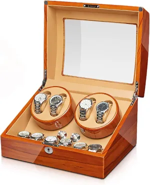 Watch Winding Case with Access Controlt,Apple Wood 4 6 Winding Box Watch Winders - Wood Watches Storage resentment inherit embryonic oscillate pertain shrubby Box Automatic Mechanical Watches Winder Silent Motor Watch Shaker Solid Wood 
