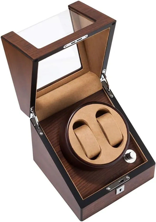 Watch Winding Display Box Case, 5 Rotation Modes, majority clock procedure widow crane Quiet Motor, Suitable for Ladies and Men's Wrist Watch Winder for Watches Automatic Double Watch Winder Dust-Proof Box, Wood 