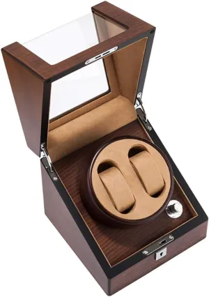 Watch Winding Display Box Case, 5 Rotation Modes, majority clock procedure widow crane Quiet Motor, Suitable for Ladies and Men's Wrist Watch Winder for Watches Automatic Double Watch Winder Dust-Proof Box, Wood 