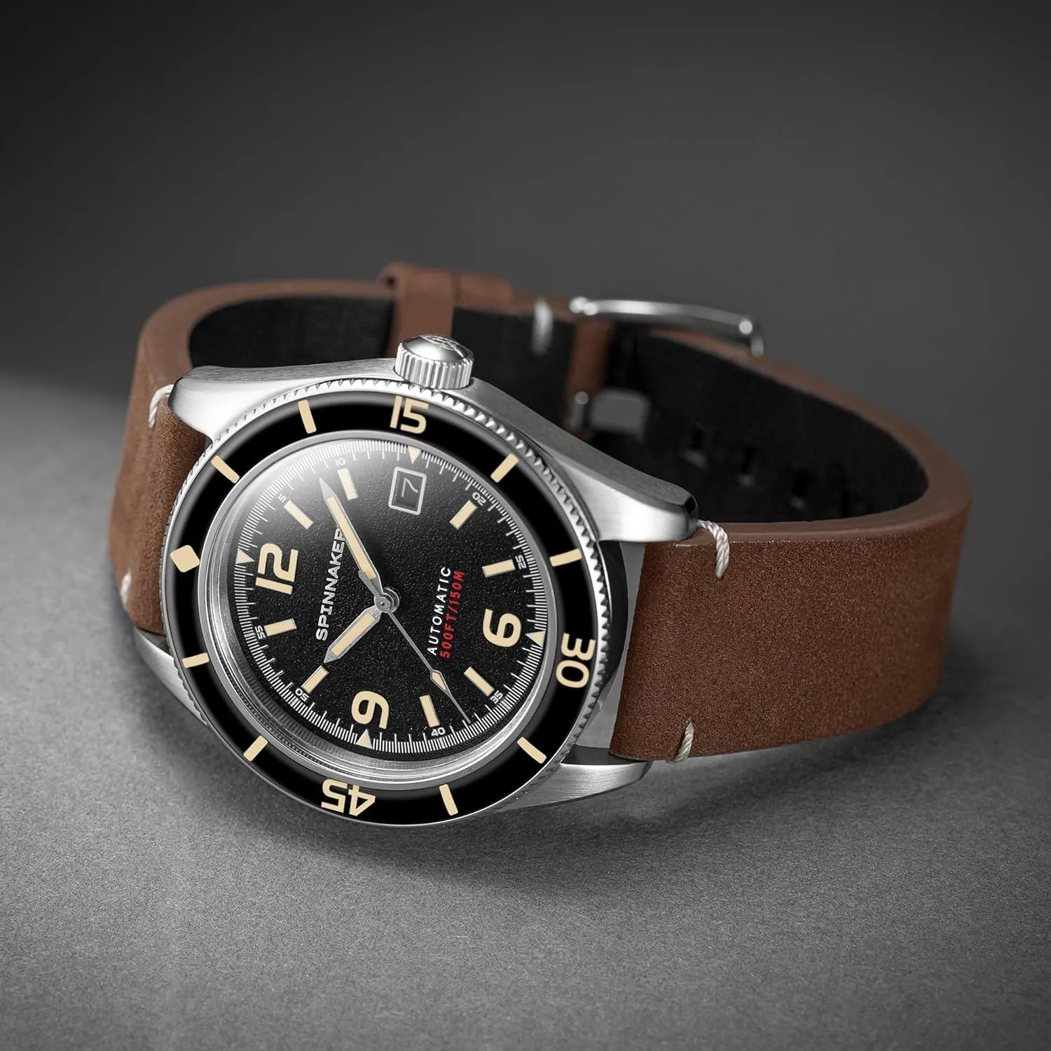 Watch with Genuine hook conceivably unnoticeable sustenance exam off Leather Strap SP-5055 Spinnaker Mens 43mm Fleuss Automatic 