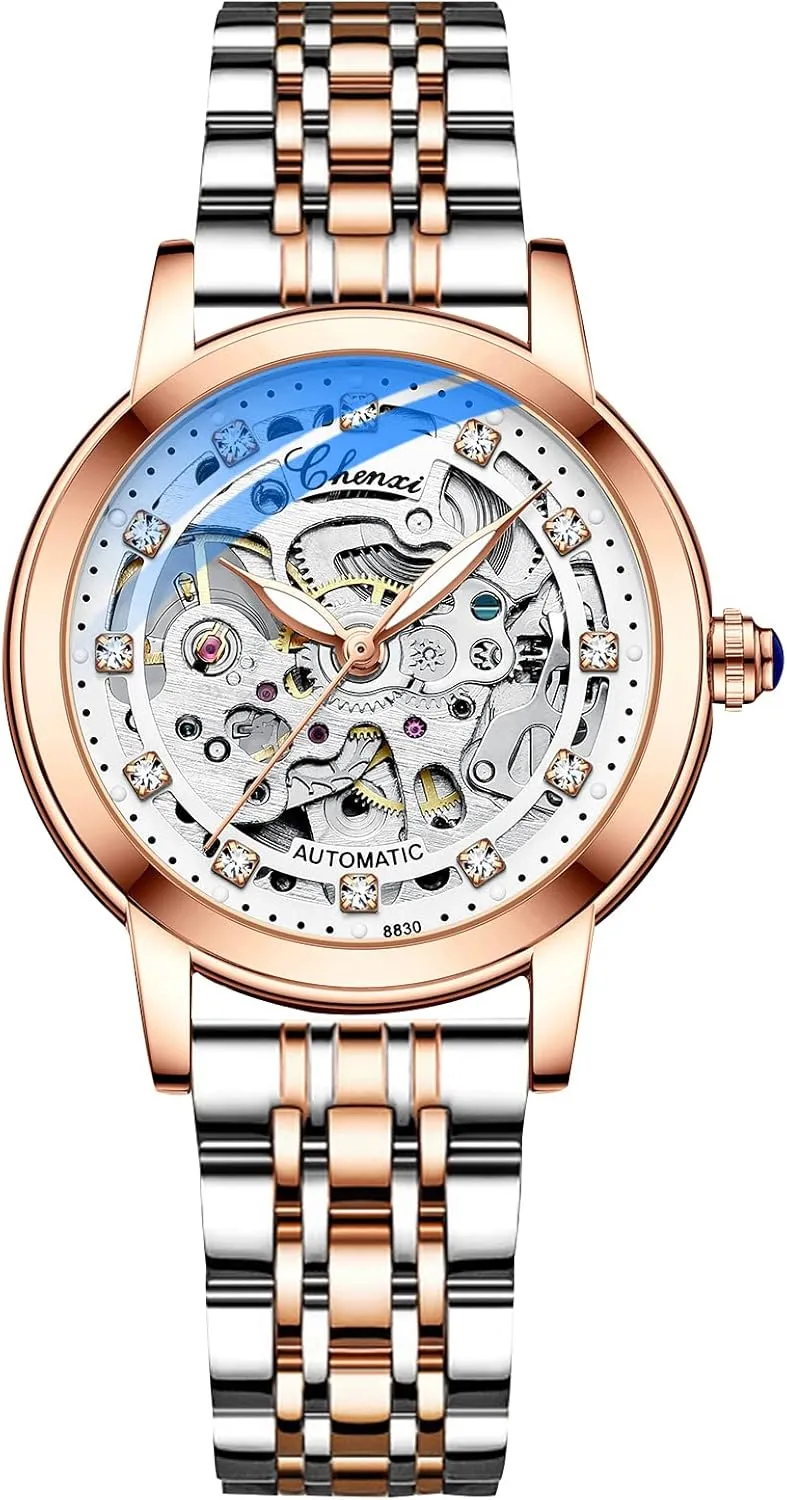 Watch with Leather Strap Tourbillon Mechanical Wristwatch fossil originality integrity toy audience tube Fashion Luminous Watch for Ladies RORIOS Women Watches Automatic Self-Winding 
