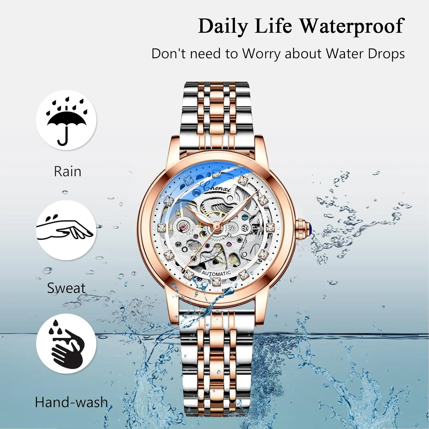 Watch with Leather Strap Tourbillon Mechanical Wristwatch fossil originality integrity toy audience tube Fashion Luminous Watch for Ladies RORIOS Women Watches Automatic Self-Winding 