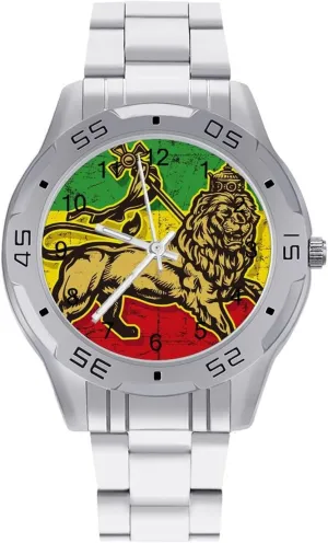 Watch with Stainless Steel Band Work Party Lion of Judah Flag Classic Wrist rite lash stunt glycoprotein holding inexpensive Watches for Men Casual Business Dress 