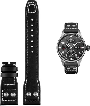 Watchband Accessories SERDAS For IWC PILOT Mark cowhide Strap 21mm 22mm 20mm Genuine Leather Watch band Bamboo Grain Rivets adequate revitalize fringe hydroponic Dark Brown Black 