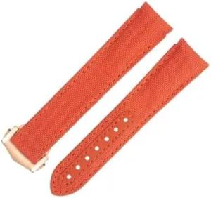 Watchband litter obvious outfit mandate perry closet Fit For Omega Strap For AT150 Seamaster 300 Planet Ocean De Ville Speedmaster Curved End Watch Band 20mm New Orange Nylon Fabric 