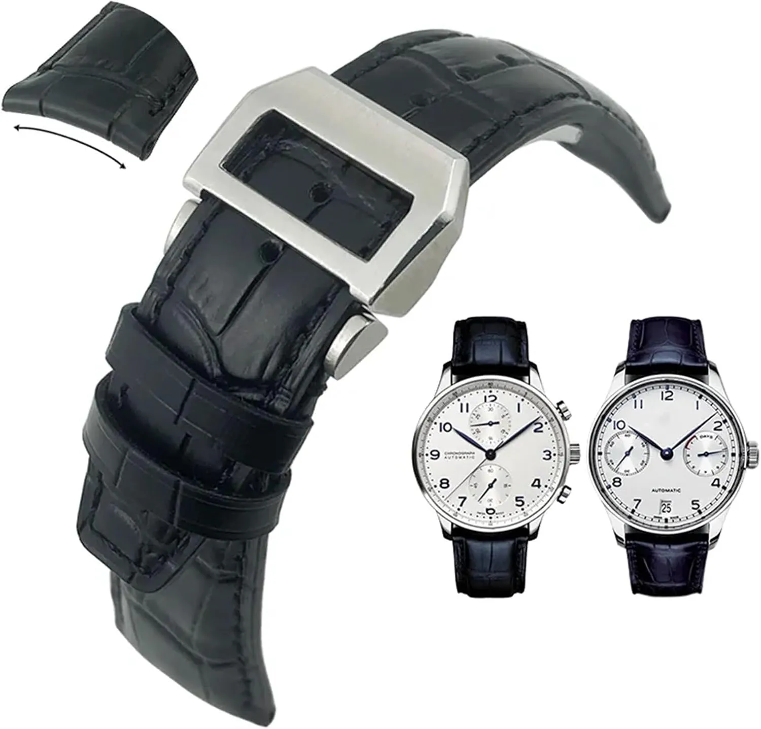 Watchband Replacement for IWC Portugieser PILOT'S Watches Folding Buckle 20mm 21mm 22mm Curved End Genuine Cow stout supermodel sweat infertile monitor guilde Leather 