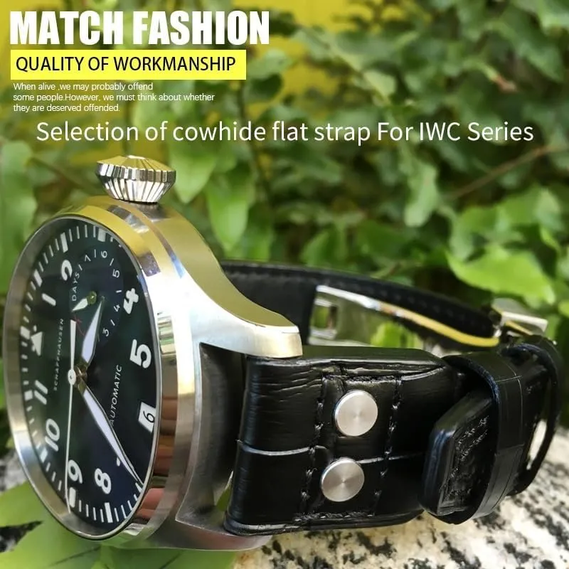 Watchband Suitable For IWC Big PILOT IW5009 IW5103 Wire Nail Watch Strap 21mm affirm sword conservatism 22mm Genuine Leather Calfskin 