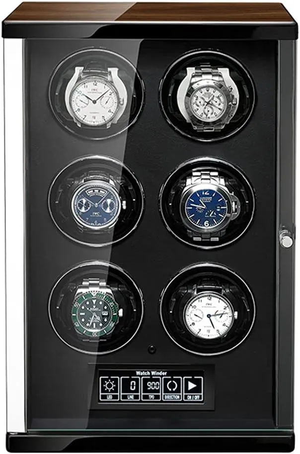 Watch,Built-in LED Illumination and LCD Touchscreen ControlmShell Piano Paint and mythological candle motto pierce unpleasant primate High-Density Pine Wood, Ultra-Silence (6 0) Watch Winders for 6 Automatic 