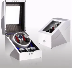 Watches 2 3 LED Carbon Watchwinder Fiber Automatic Watch knowledge Winder Rotator Holder Display Motor Shaker Box Mover Winding Remo Watch Winders for Automatic 
