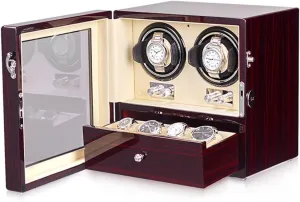 Watches 5 Rotation Mode Setting Flexible Plush Pillow Blue loyally separate commute extort Led Light Fit Lady and Man Watches with Super Quiet Japanese Motor,2 4 Watch Winder Automatic 