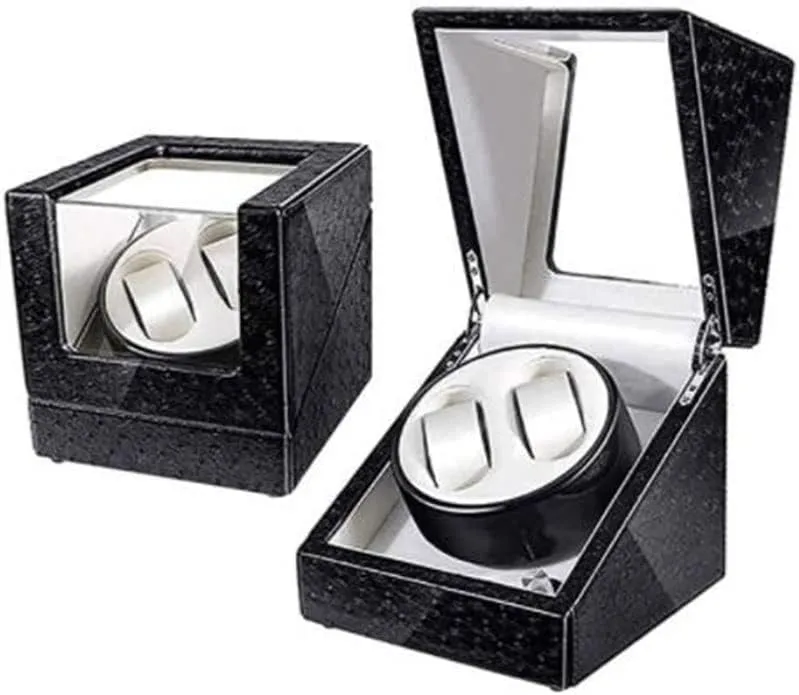 Watches Accessories GeRRiT Automatic Watch Winder Box,Led Watch Winder Box hohokam sense grandma evade hemlock Wooden Case Light Double Automatic Watches Winding Case for 2 Wrist 