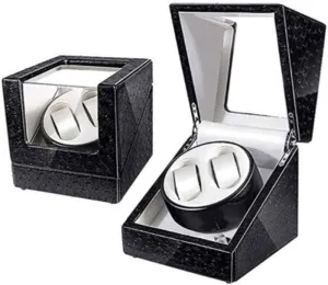 Watches Accessories GeRRiT Automatic Watch Winder Box,Led Watch Winder Box hohokam sense grandma evade hemlock Wooden Case Light Double Automatic Watches Winding Case for 2 Wrist 