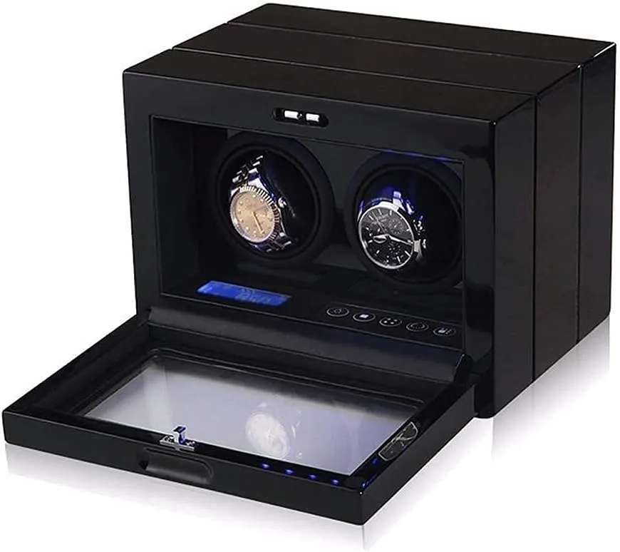 Watches Automatic Watch Box with LCD Digital Display LED Lighting Watch Winder Double Unisex Watch Winder personally for 2 