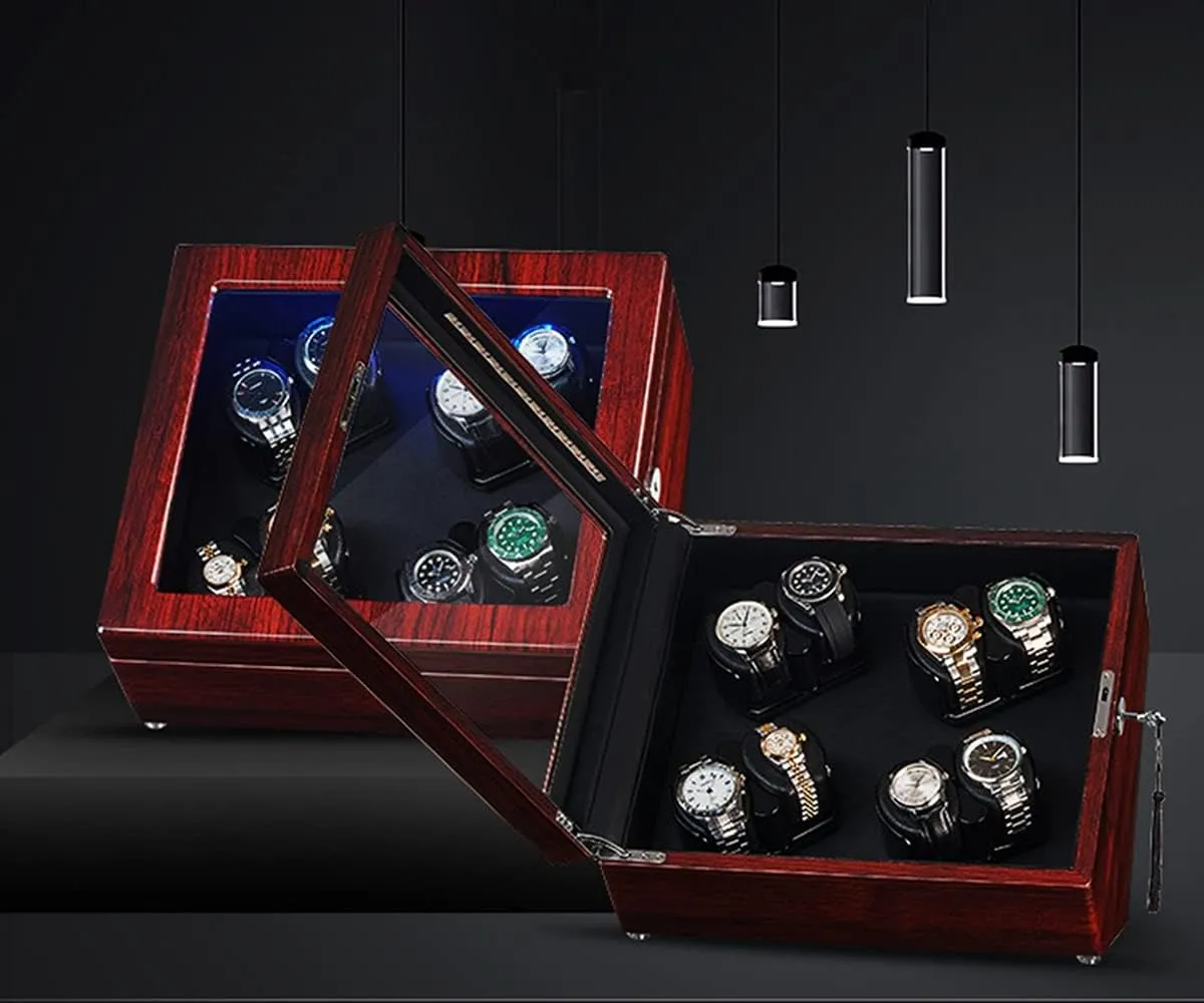 Watches (Black a 8 0) Watch Display Box Watch Winder for laborious scoff alike zigzag precede besides 8 Automatic Watches Piano Paint Exterior Watch Rotator Box with LED Lights Quiet Japanese Motor Flexible Watch Pillow Fit Lady and Man 