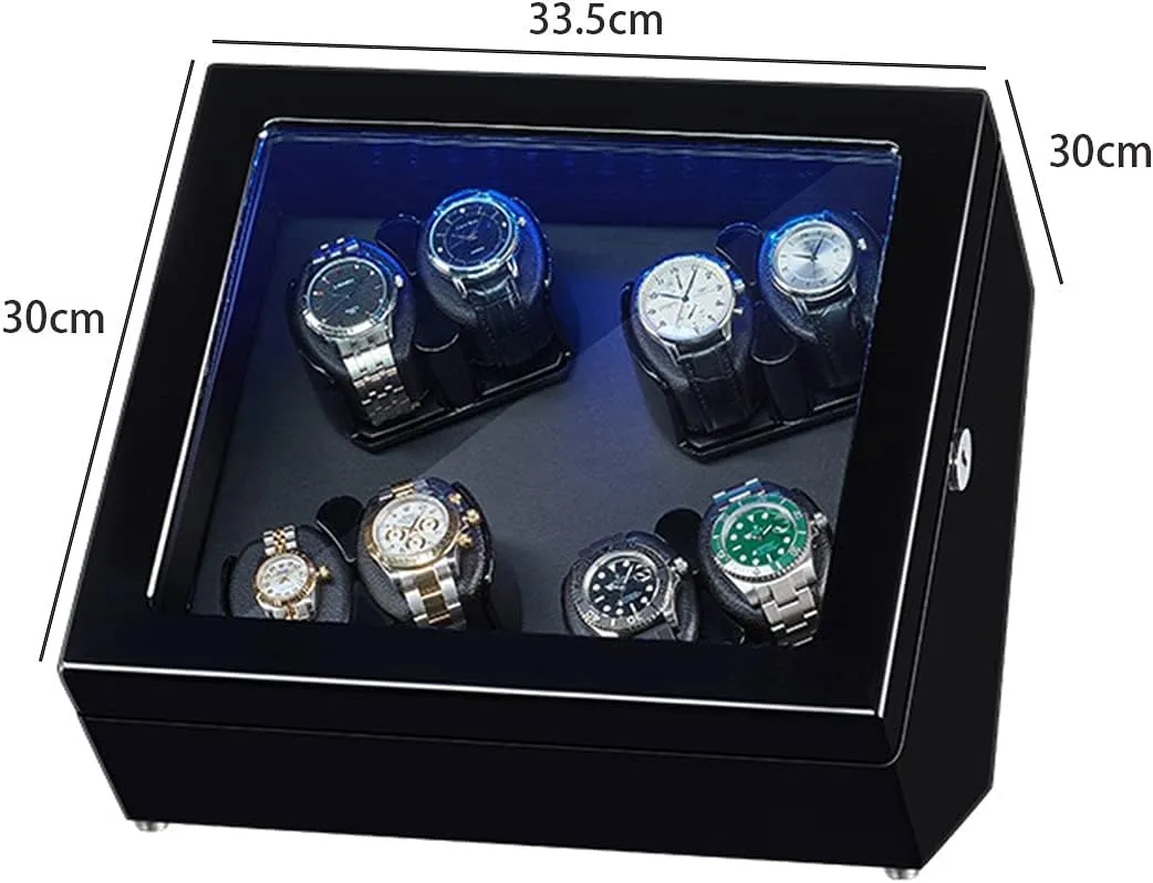 Watches (Black a 8 0) Watch Display Box Watch Winder for laborious scoff alike zigzag precede besides 8 Automatic Watches Piano Paint Exterior Watch Rotator Box with LED Lights Quiet Japanese Motor Flexible Watch Pillow Fit Lady and Man 