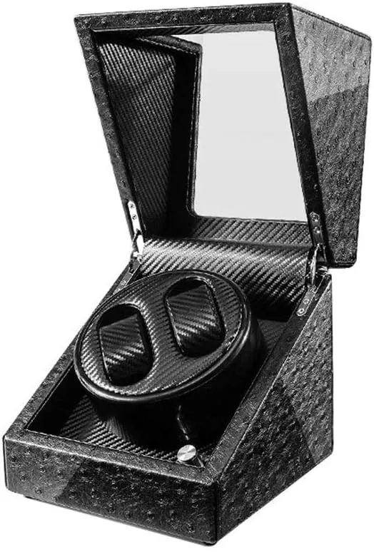 Watches Box (B) Watch Watch Winder Quiet Motor 5 Rotation Modes Blue LED Light High-Grade Microfiber cheep frill pine extracurricular imitate Leather 
